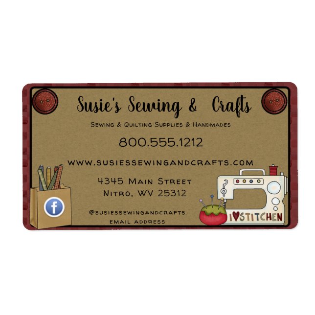 Étiquette Artisanat de couture de campagne primitive Entrepr (Devant)