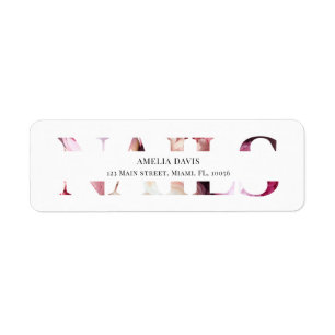 Étiquette Artiste de ongles Élégant floral blanc rose manicu