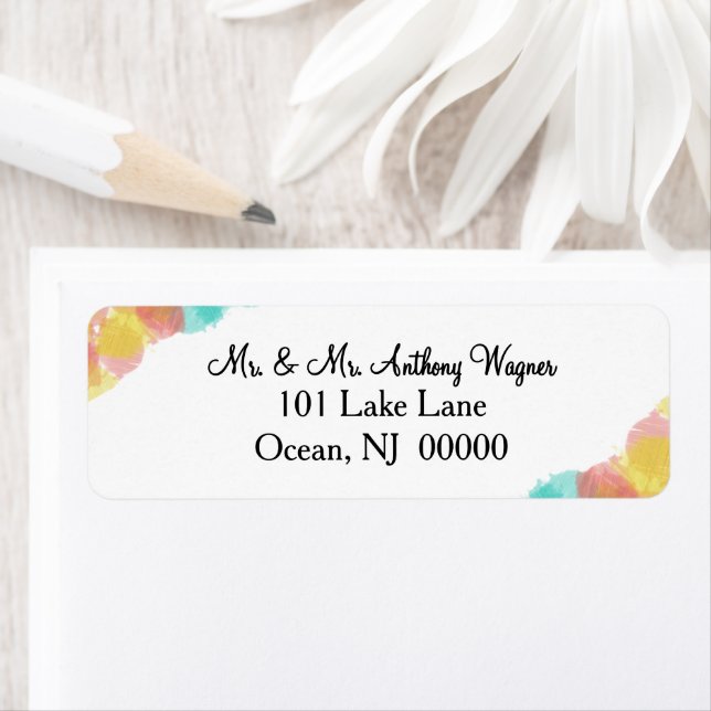 Étiquette Artsy Gouache Watercolor Wedding  (En situation)