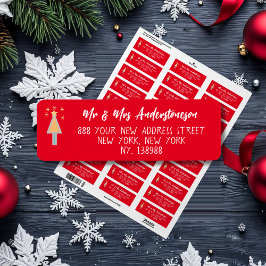 Étiquette Artsy Joyeux Arbre de Noël Élégant Adresse de reto