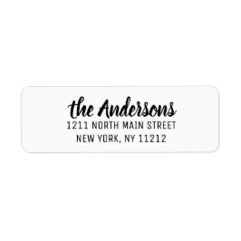 Étiquette Artsy moderne en noir blanc Script cursif