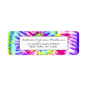 Étiquette Artsy Neon Rainbow Tie Dye Motif d'aquarelle