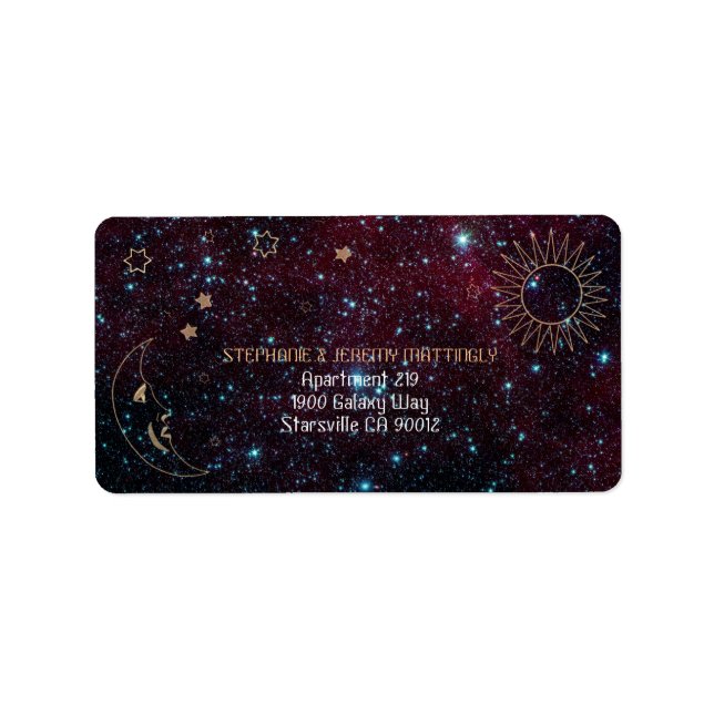 Étiquette Astronomie Galaxy Sun Moon Stars Parties scintilla (Devant)