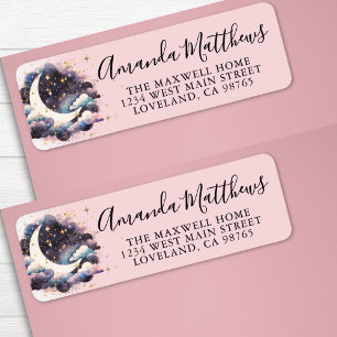 Étiquette Au-Dessus De La Lune Rose Girl Baby shower Adresse
