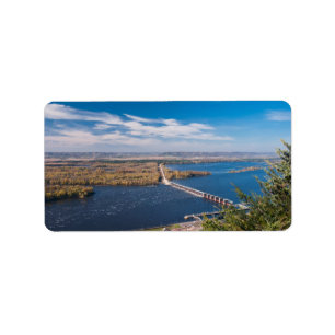 Étiquette Au-dessus du fleuve Mississippi et du barrage d'Al