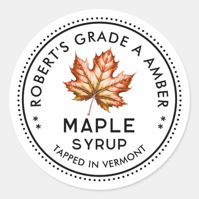 Étiquette au sirop d'érable pour la recette maison (Devant)