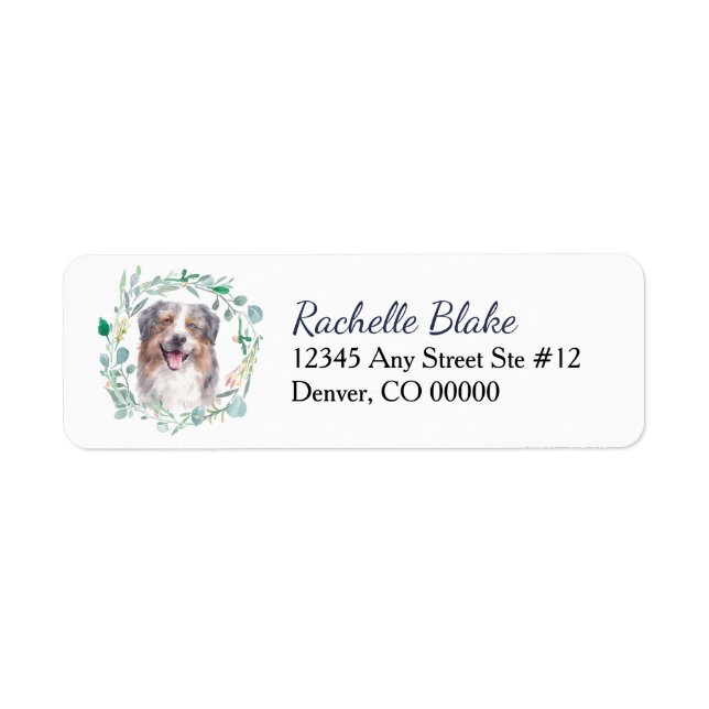 Étiquette Australian Shepherd Dog Wreath Return Adresse : (Devant)