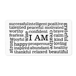 Étiquette Auto-Image Affirmations positives J'AM
