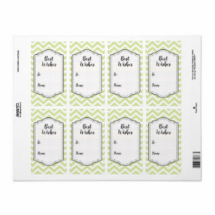 Étiquette Autocollant de mariage vert pastel et blanc à chev