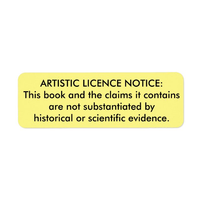 Étiquette Autocollant "Licence Artistique" pour Bibles (Devant)