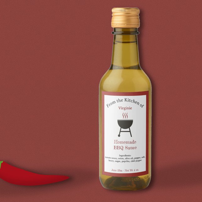 Étiquette Autocollante de Bouteille de Sauce Barbe (Rustic Barbecue Sauce BBQ Bottle Label Sticker)