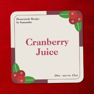 Étiquette Autocollante Moderne pour Jus de Cranber