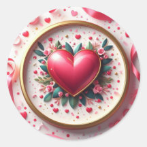 Étiquette autocollante ronde Saint-Valentin / AMOU