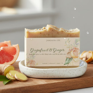 Étiquette Autocollante Savon Artisanal au Pamplemo
