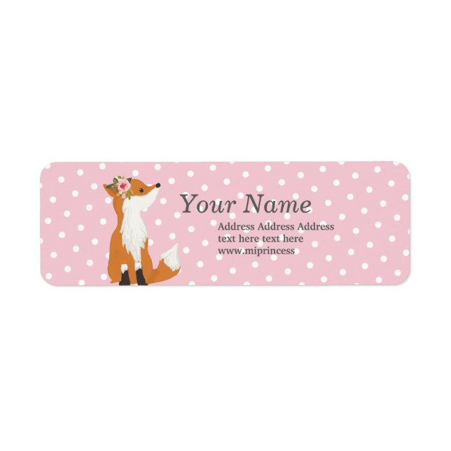 Étiquette autocollants d'adresse de retour pour renard migno (Devant)