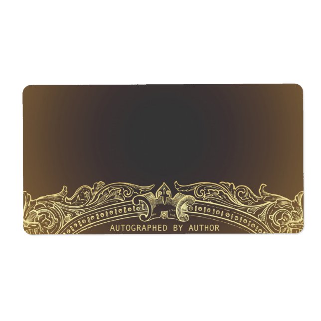 Étiquette Autographié par Author Gold sur Brown (Devant)