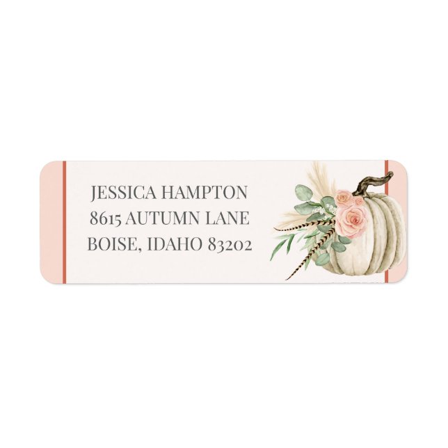 Étiquette Automne Aquarelle Citrouille Automne Vert Pink Mai (Devant)