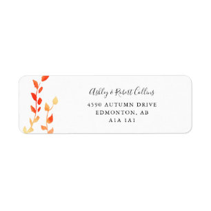 Étiquette Automne Aquarelle Feuille Foliage Mariage Chic