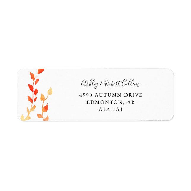 Étiquette Automne Aquarelle Feuille Foliage Mariage Chic (Devant)
