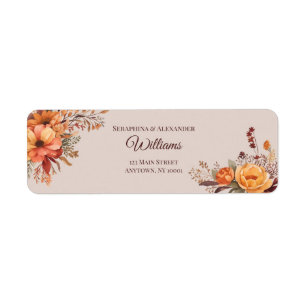 Étiquette Automne Aquarelle Florale Mariage Adresse de retou