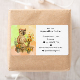 Étiquette Automne Chat fleuriste arranger des fleurs