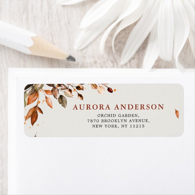 Étiquette Automne Feuilles Russe Mariage Adresse de retour (En situation)