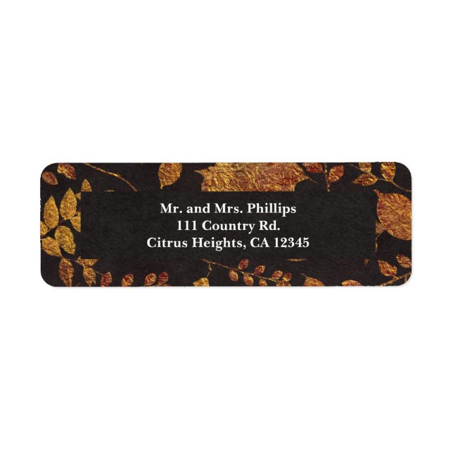 Étiquette Automne Rustique Golden Feuilles Élégant mariage (Devant)