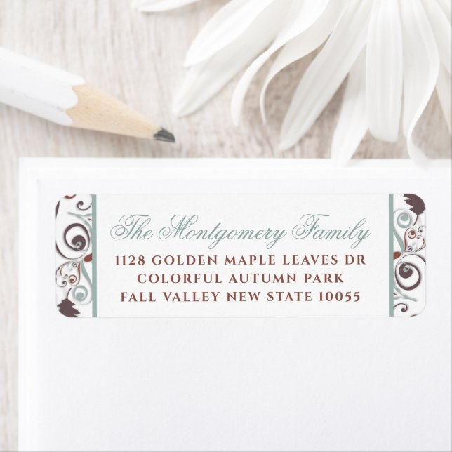 Étiquette Autumn Leaves Swils Thanksgiving Holiday Adresse (En situation)