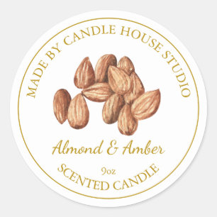 Étiquette aux bougies d'amande maison en or   Blan