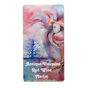 Étiquette AVALON Mystère magique, Bleu rose Mariage bouteill