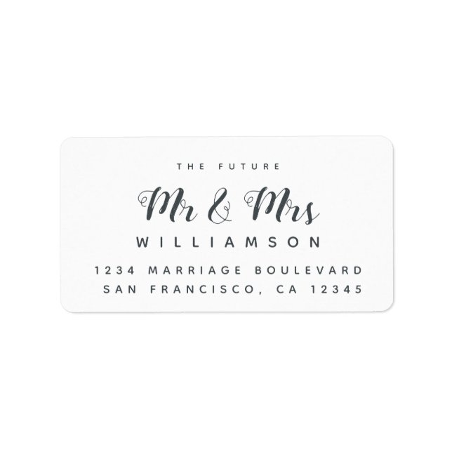 Étiquette Avenir élégant M. Mme Mariage Adresse de retour (Devant)