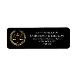 Étiquette Avocat sur mesure Échelle de justice Black Gold