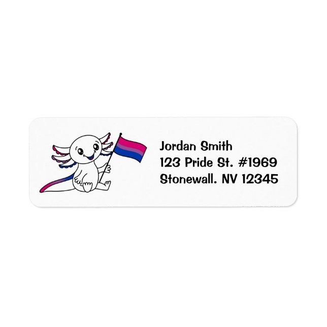 Étiquette Axolotl mignon avec drapeau de fierté bisexuelle L (Devant)