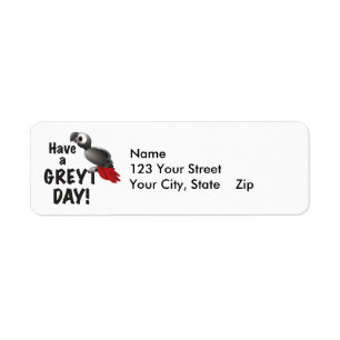 Étiquette Ayez un jour de Greyt - grand perroquet de gris
