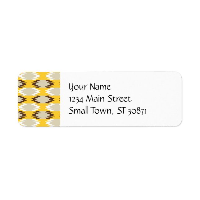 Étiquette Aztec Tribal Jaune Amérindien Brown Designs (Devant)