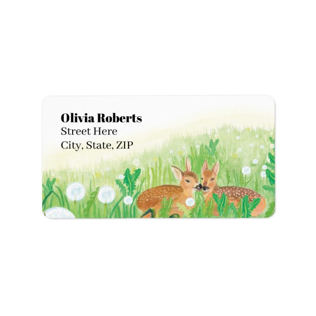 Étiquette Baby Deer - Fawns Illustration Adresse de retour (Devant)