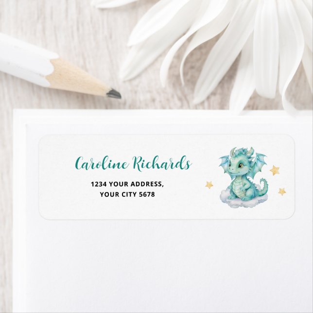 Étiquette Baby Dragon Adresse (En situation)