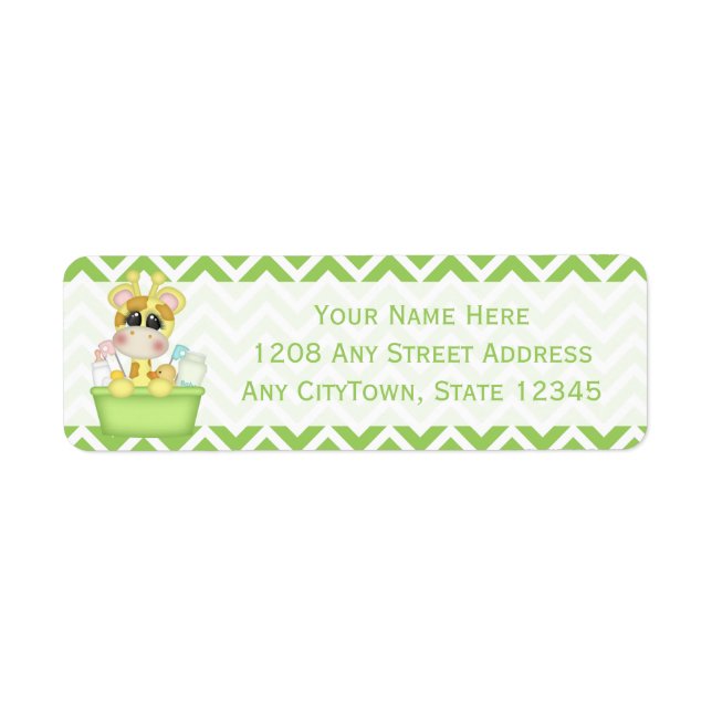 Étiquette Baby Giraffe Avoir un bain (Devant)