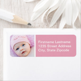 Étiquette Baby Girl Rose rose Photo Adresse de retour