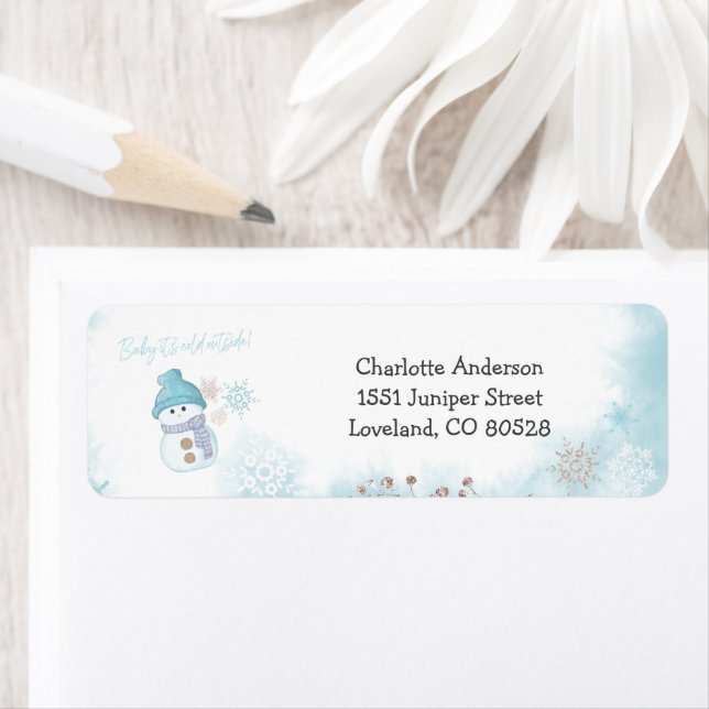 Étiquette Baby It's Cold Outside Baby shower Adresse de reto (En situation)