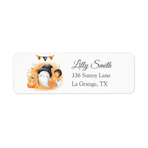 Étiquette Baby shower Adresse de retour Label Little Boo Gho