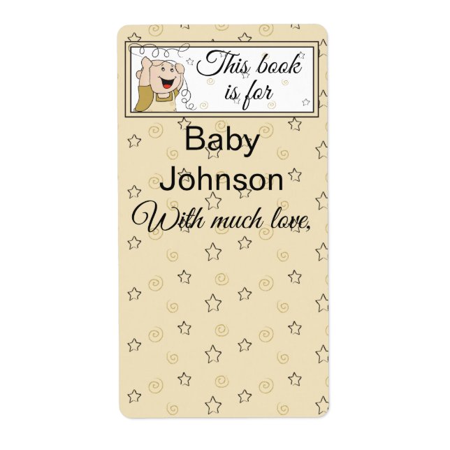Étiquette Baby shower "Baby & Stars" Feuille de plaque de 8 (Devant)