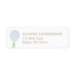 Étiquette Baby shower Bleu Ballons Adresse de retour