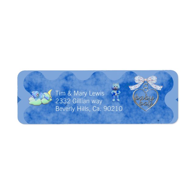 Étiquette Baby shower Bleu Boy Teddy Bear Charm (Devant)