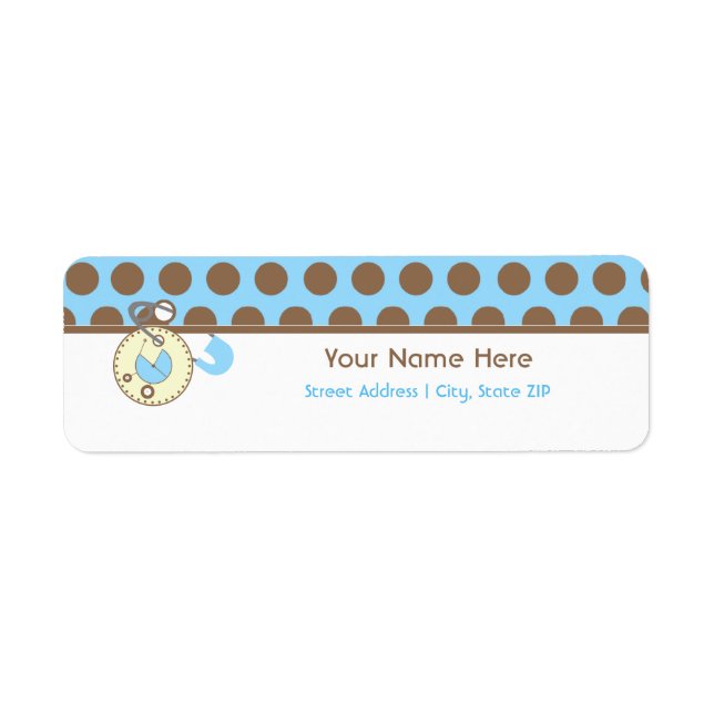 Étiquette baby shower - Blue Diaper rose et Pois (Devant)