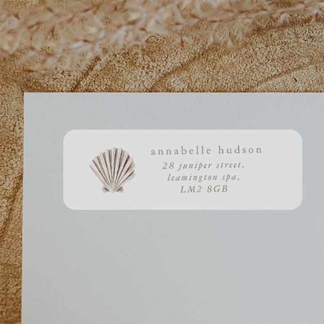 Étiquette Baby shower Boho Beach Shell (Zazzle Boho Beach Shell Baby Shower Label)