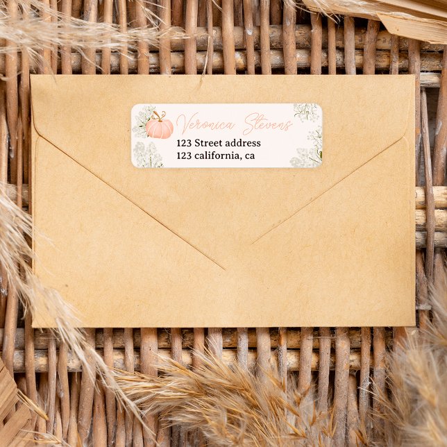 Étiquette Baby shower chic citrouille rose (Pink pumpkin floral chic baby shower label)