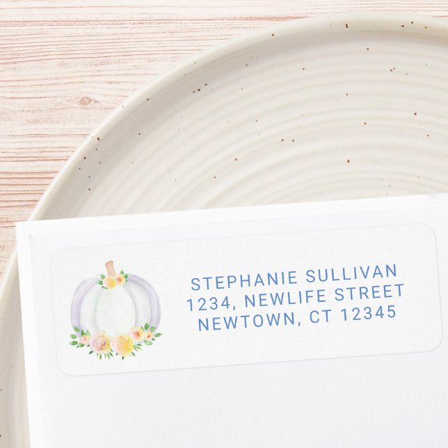 Étiquette Baby shower citrouille Adresse de retour (Créateur téléchargé)