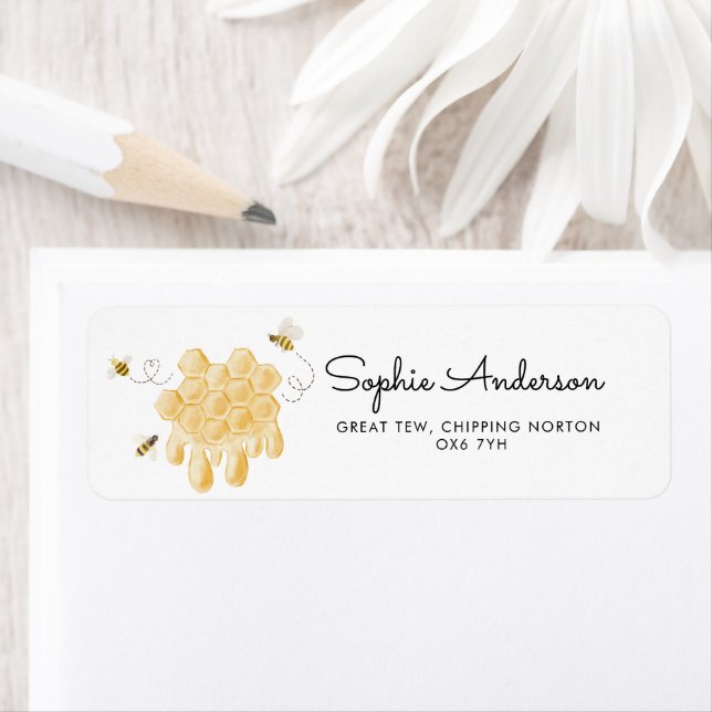 Étiquette Baby shower d'abeilles miel (En situation)