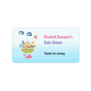 Étiquette Baby shower d'arche animal mignet
